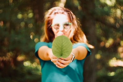 Woman with leaves
